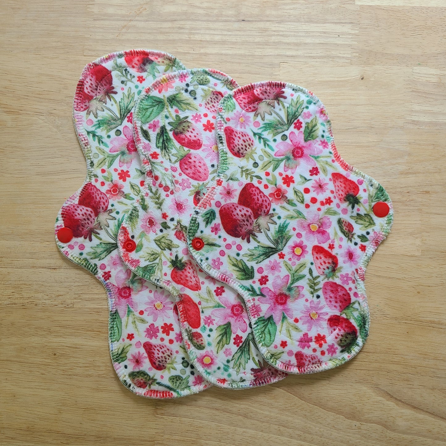 Strawberries on White Minky Pad