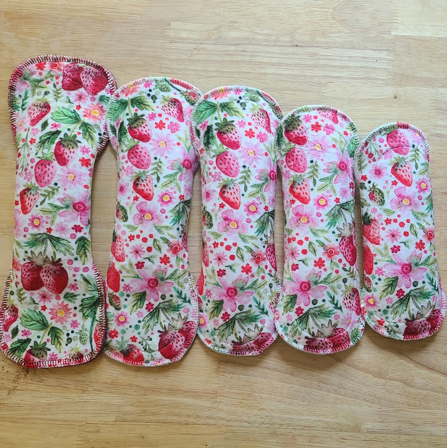 Strawberries on White Minky Pad
