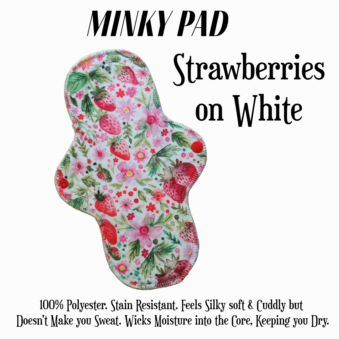 Strawberries on White Minky Pad