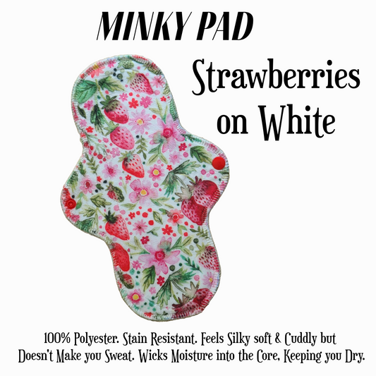 Strawberries on White Minky Pad