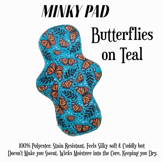 Butterflies on Teal Minky Pad